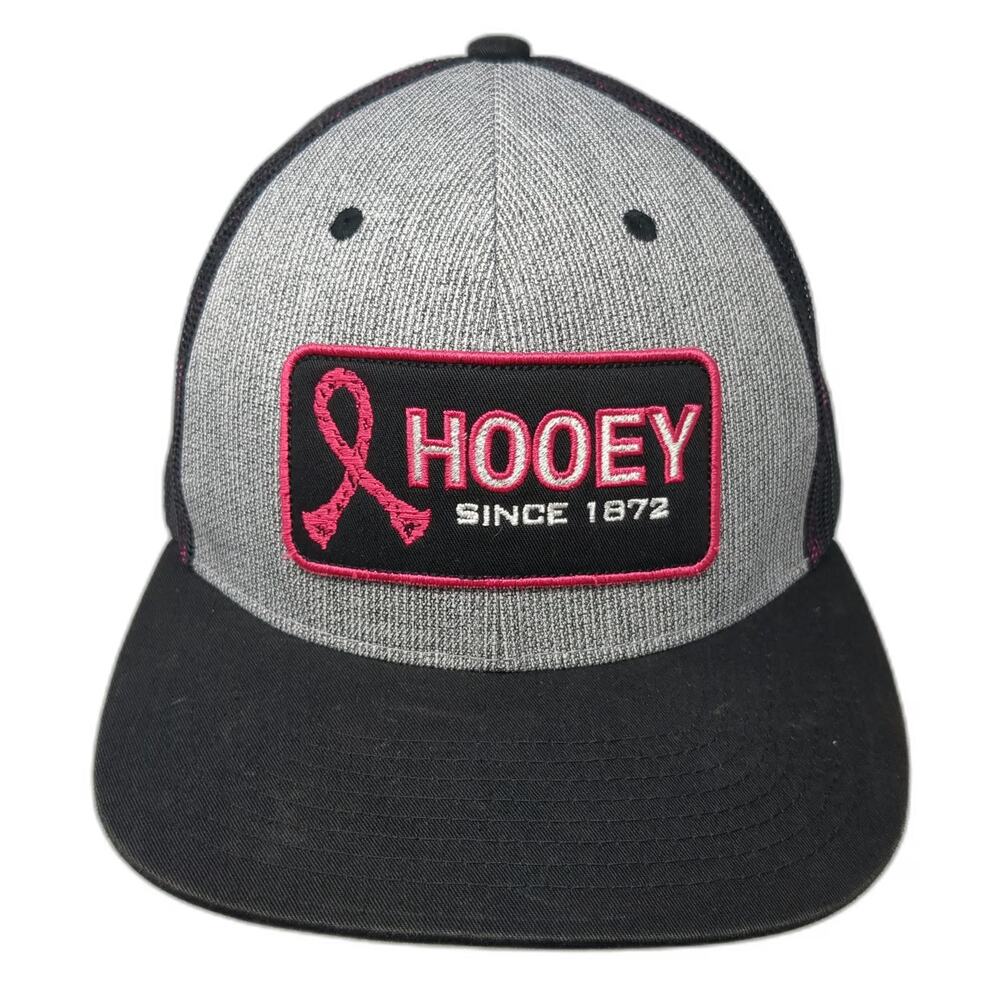 Hooey Trucker Hat Gray Black Pink One Size Breast Cancer Awareness Ribbon Patch